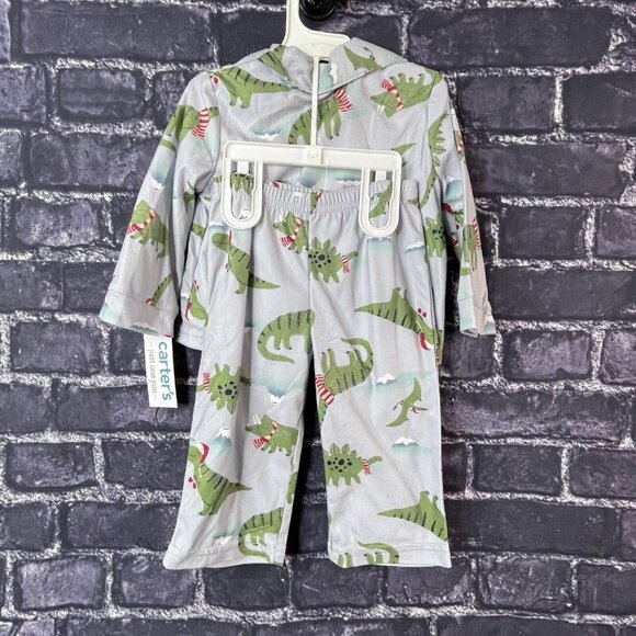 Carter's Just One You 12 Month Dinosaur Holiday Toddler 2-piece Pajama Set - Picture 7 of 11
